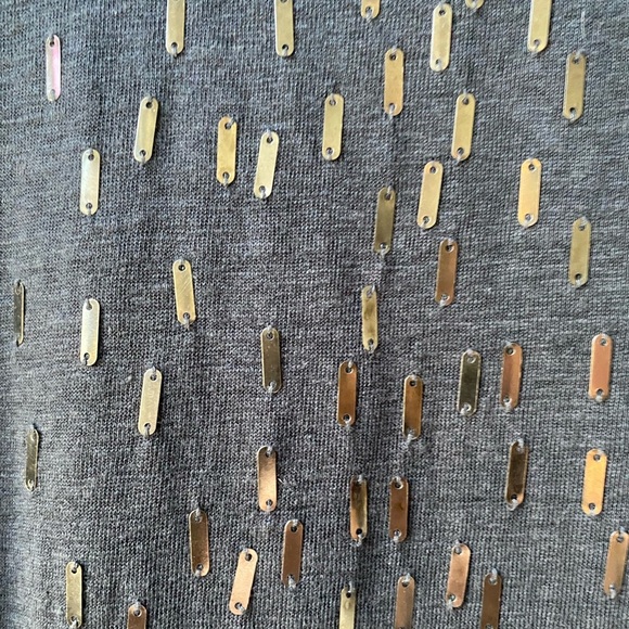 NWOT EILEEN FISHER 100% Linen Cascading Sequined Scooped Neck Tank Charcoal XS-S - Picture 5 of 8